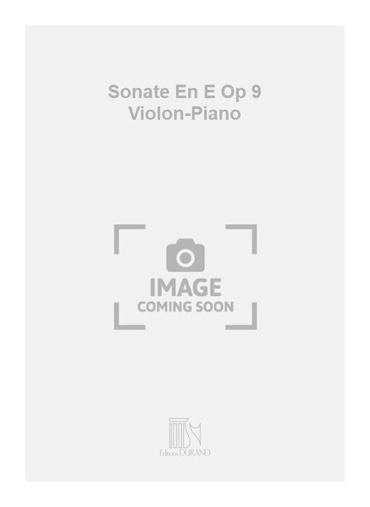 Sonate En E Op 9 Violon-Piano